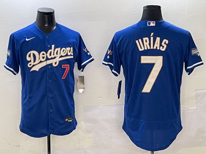 Men Los Angeles Dodgers #7 Urias Blue Gold Elite 2025 Nike MLB Jersey style 5